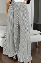 Load image into Gallery viewer, Pre-Order Black Stripe Elastic Waist Ultra Wide Leg Pants