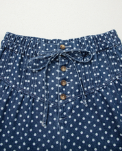 Load image into Gallery viewer, Pre-Order Blue Polka Dot Print Button Pleated Detail Wide Leg Jeans