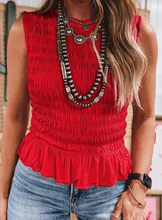 Load image into Gallery viewer, Pre-Order Shirred Slim Fit Ruffle Hem Tank Tops