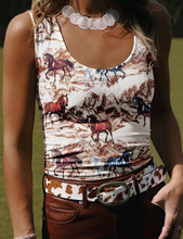 Load image into Gallery viewer, Pre-Order Brown Horse Hat Western Slim Tank Top