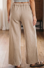 Load image into Gallery viewer, Pre-Order Khaki Mineral Wash Drawstring Retro High Waist Wide Leg Western Pants