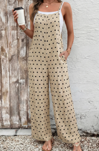 Load image into Gallery viewer, Pre-Order Khaki Floral Print Spaghetti Straps Loose Pocketed Jumpsuit
