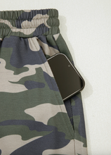 Load image into Gallery viewer, Pre-Order Green Tie Elastic Waist Pocketed Plus Size Camo Shorts