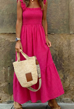 Load image into Gallery viewer, Pre-Order Plaid Square Neck Fit-and-flared Vacation Sundress