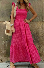 Load image into Gallery viewer, Pre-Order Plaid Square Neck Fit-and-flared Vacation Sundress