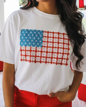 Load image into Gallery viewer, Pre-Order White Fancy Embroidered Patch Flag Casual T Shirt