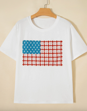 Load image into Gallery viewer, Pre-Order White Fancy Embroidered Patch Flag Casual T Shirt