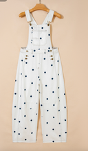 Load image into Gallery viewer, Pre-Order Jet Stream Polka Dot Print Bib Pocket Denim Barrel Overalls