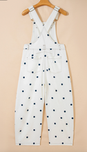 Load image into Gallery viewer, Pre-Order Jet Stream Polka Dot Print Bib Pocket Denim Barrel Overalls