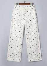 Load image into Gallery viewer, Pre-Order White Polka Dot Print Scalloped Patch Pocket Cotton Shift Pants