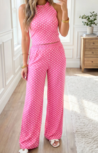 Load image into Gallery viewer, Pre-Order Pink Polka Dot Print Slim Tank Loose Pants 2pcs Outfit