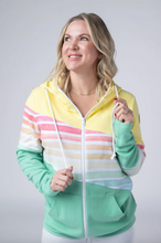 Load image into Gallery viewer, Pre-Order Colorblock Fullzip - Yellow, Rainbow Stripes, and Lime