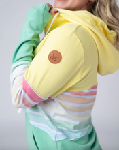 Load image into Gallery viewer, Pre-Order Colorblock Fullzip - Yellow, Rainbow Stripes, and Lime