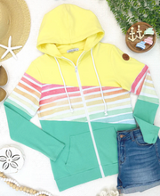 Load image into Gallery viewer, Pre-Order Colorblock Fullzip - Yellow, Rainbow Stripes, and Lime