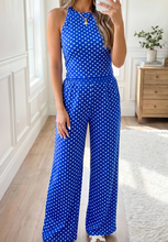 Load image into Gallery viewer, Pre-Order Blue Polka Dot Print Slim Tank Loose Pants 2pcs Outfit