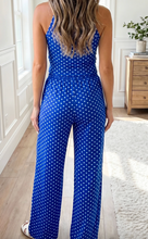 Load image into Gallery viewer, Pre-Order Blue Polka Dot Print Slim Tank Loose Pants 2pcs Outfit