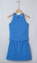 Load image into Gallery viewer, Pre-Order Sky Blue Slim Tank Top Elastic Waist Mini Skort 2pcs Outfit