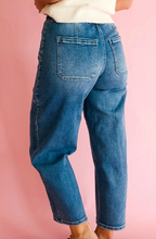 Load image into Gallery viewer, Pre-Order Ashleigh Blue Drawstring Waist Ankle Length Casual Jeans Regular Fit Pocket Detail Denim Pants