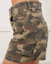 Load image into Gallery viewer, Pre-Order Green Camouflage High Rise Denim Shorts