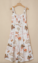 Load image into Gallery viewer, Pre-Order White Western Horseshoe Print U-Neck Sleeveless Midi Dress