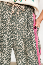 Load image into Gallery viewer, Pre-Order Brown Wild Leopard Print Contrast Lace Striped Detail Drawstring Pants