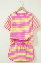 Load image into Gallery viewer, Pre-Order  Stripe Loose Short Sleeve Top and Skirt Sets