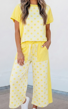 Load image into Gallery viewer, Pre-Order Color Block Patchwork Polka Dot Wide Leg Pant Sets
