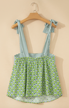 Load image into Gallery viewer, Pre-Order Floral Printed Knot Straps Babydoll Tank Tops