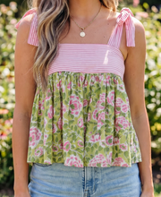 Load image into Gallery viewer, Pre-Order Floral Printed Knot Straps Babydoll Tank Tops