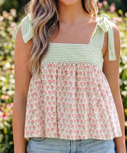 Load image into Gallery viewer, Pre-Order Floral Printed Knot Straps Babydoll Tank Tops
