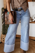 Load image into Gallery viewer, Pre-Order Beau Blue Turn-up Cuffs Womens Loose Jeans