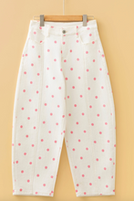 Load image into Gallery viewer, Pre-Order Dot Print Seam Detail Barrel Jeans
