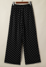 Load image into Gallery viewer, Pre-Order Black Polka Dot Print Elastic Waist Lace Hem Loose Pants