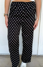 Load image into Gallery viewer, Pre-Order Black Polka Dot Print Elastic Waist Lace Hem Loose Pants
