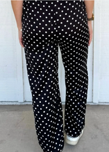 Load image into Gallery viewer, Pre-Order Black Polka Dot Print Elastic Waist Lace Hem Loose Pants