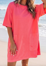 Load image into Gallery viewer, Pre-Order Coral Paradise Drop Shoulder Loose Casual T Shirt Mini Dress