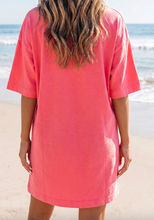 Load image into Gallery viewer, Pre-Order Coral Paradise Drop Shoulder Loose Casual T Shirt Mini Dress