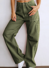 Load image into Gallery viewer, Pre-Order High Waist Straight Leg Cargo Pants with Pockets