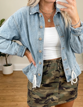 Load image into Gallery viewer, Pre-Order Beau Blue Draw-cord Hem Light Wash Denim Jacket