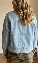 Load image into Gallery viewer, Pre-Order Beau Blue Draw-cord Hem Light Wash Denim Jacket