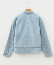 Load image into Gallery viewer, Pre-Order Beau Blue Draw-cord Hem Light Wash Denim Jacket