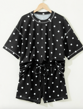 Load image into Gallery viewer, Pre-Order Polka Dot Short Sleeve Loose Top Drawstring Shorts Set