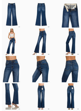 Load image into Gallery viewer, Pre-Order Tummy Control Elastic Waist Flare Denim Pants