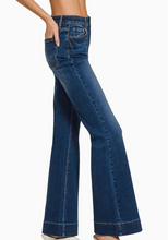 Load image into Gallery viewer, Pre-Order Tummy Control Elastic Waist Flare Denim Pants