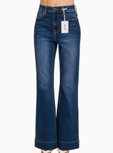 Load image into Gallery viewer, Pre-Order Tummy Control Elastic Waist Flare Denim Pants