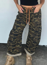 Load image into Gallery viewer, Pre-Order Multicolour Camouflage Print Retro Grommet Tie Waist Loose Jeans