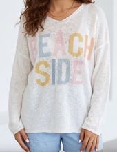 Load image into Gallery viewer, Pre-Order White V Neck Lightweight Knit BEACH SIDE Shift Tunic Sweater
