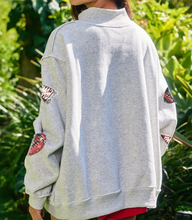 Load image into Gallery viewer, Pre-Order Light Grey Sequin Rugby Game Day High Neck Baggy Sweatshirt