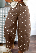 Load image into Gallery viewer, Pre-Order Brown Tailored Seam Polka Dot Print Barrel Casual Jeans