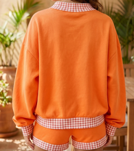 Load image into Gallery viewer, Pre-Order Carrot Gingham Trim Baggy Pullover 2pcs Short Set